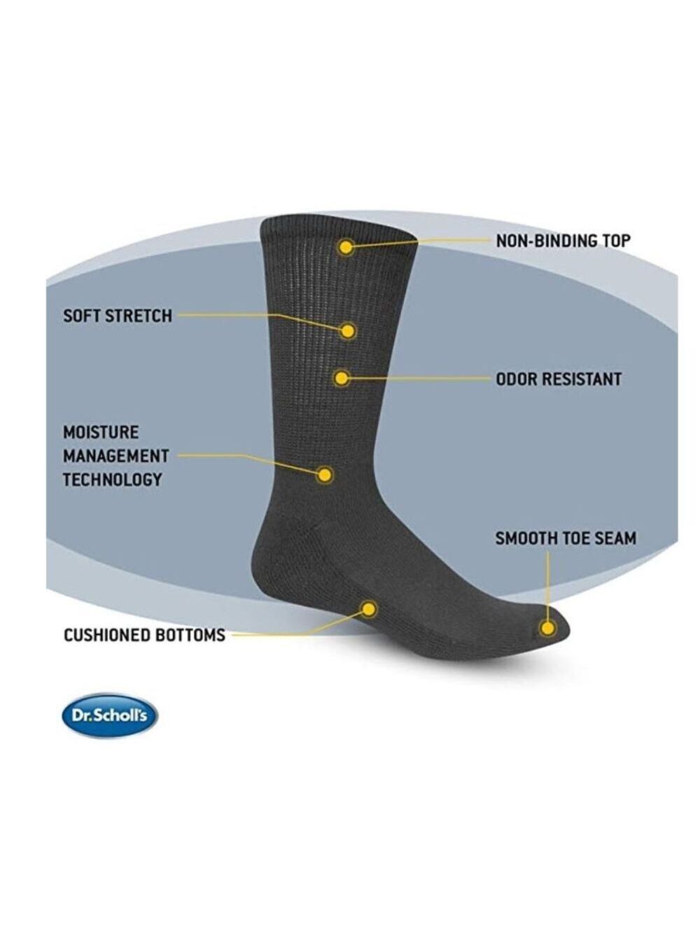 Dr. Scholl's Men's Diabetes & Circulatory Crew Socks (4PK) - Picture 4 of 5